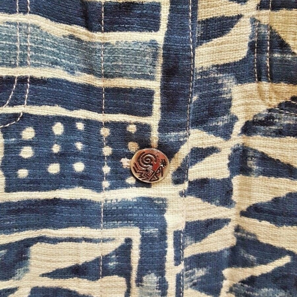 Chico's | Blue + Cream Funky Patterned Jacket 1 M - image 5